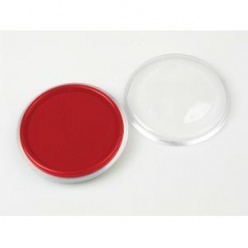 Подушка штемпельная круглая, d=90мм, красная в пластиковом футляре с прозрачной крышкой.