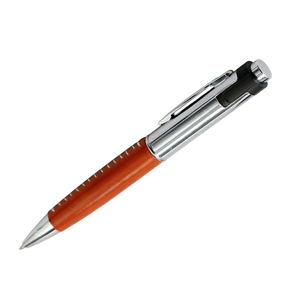  Ручка металлическая+ флешка Pen Nappa Skin, R162.черный 8Гб