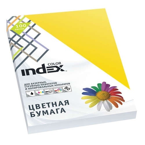 Бумага цветная index  Color А4, 80г/м2,канареечный,100л